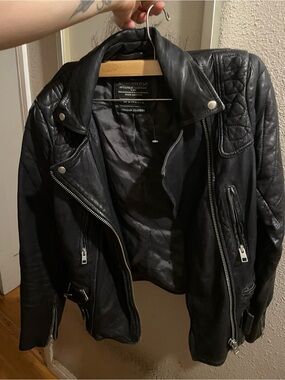 Vintage AllSaints Spitalfields Cargo Leather Biker Jacket